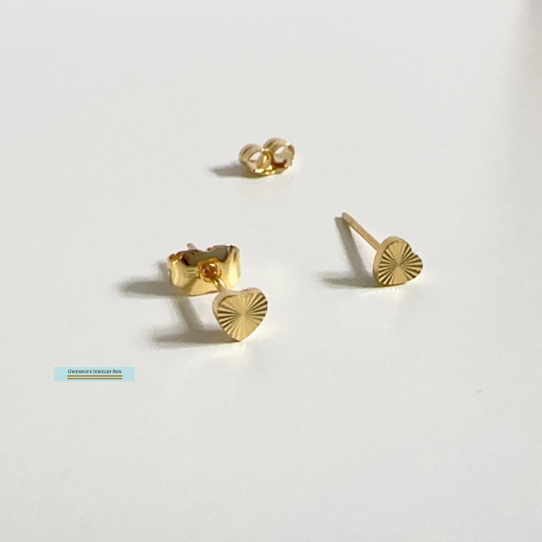 心允 - 心形Ｋ金耳環