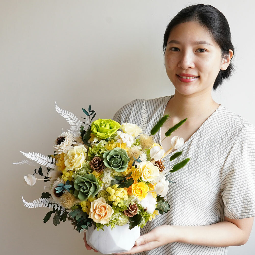 溫光行大理石盆栽溫光綠,永生花盆栽,永生花盆栽推薦,盆栽賀禮