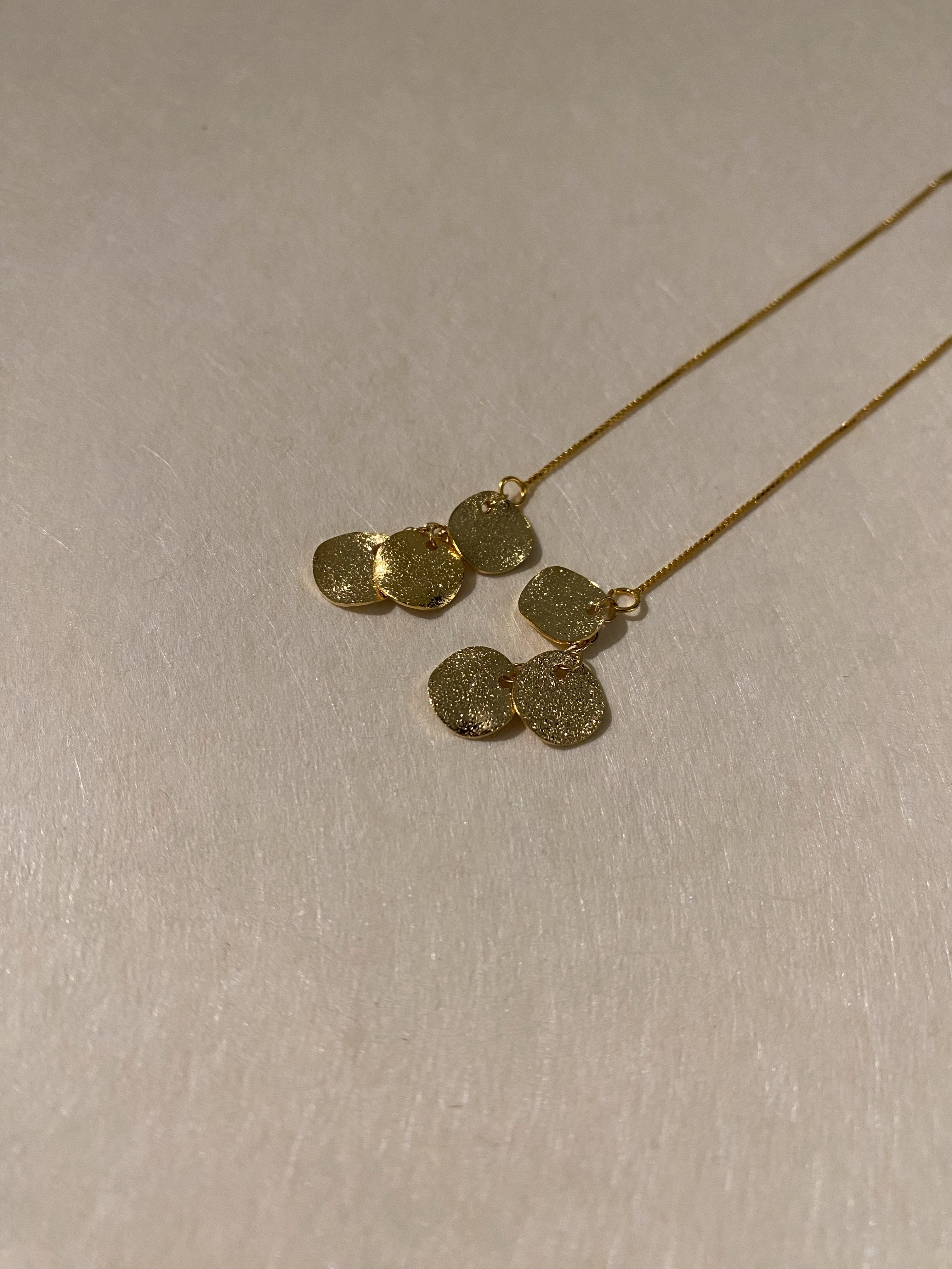 三個磨砂小圓片耳鍊