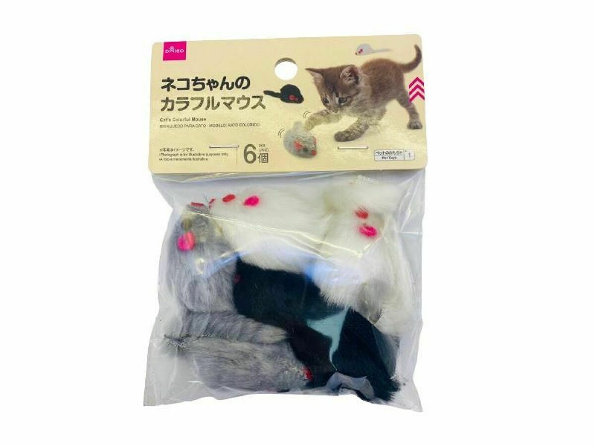 貓用玩具/彩色老鼠 6入