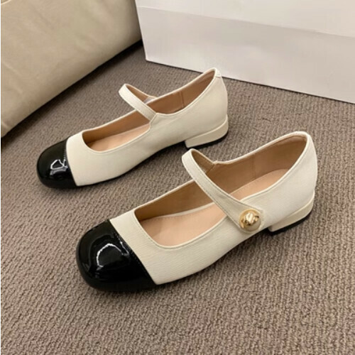 Soft-soled French low-heeled shoes