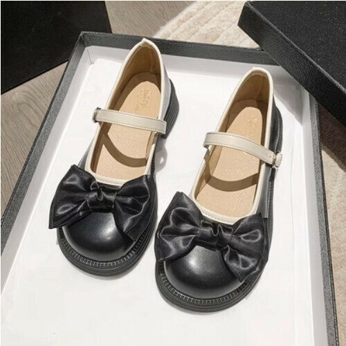 Bow thick sole thick heel shoes