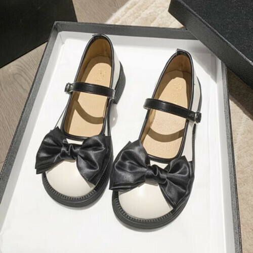 Bow thick sole thick heel shoes