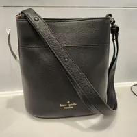 [S] KATE SPADE KE489 LEILA PEBBLED LEATHER SMALL BUCKET BAG,BLACK, 196021370373 (SKS880)