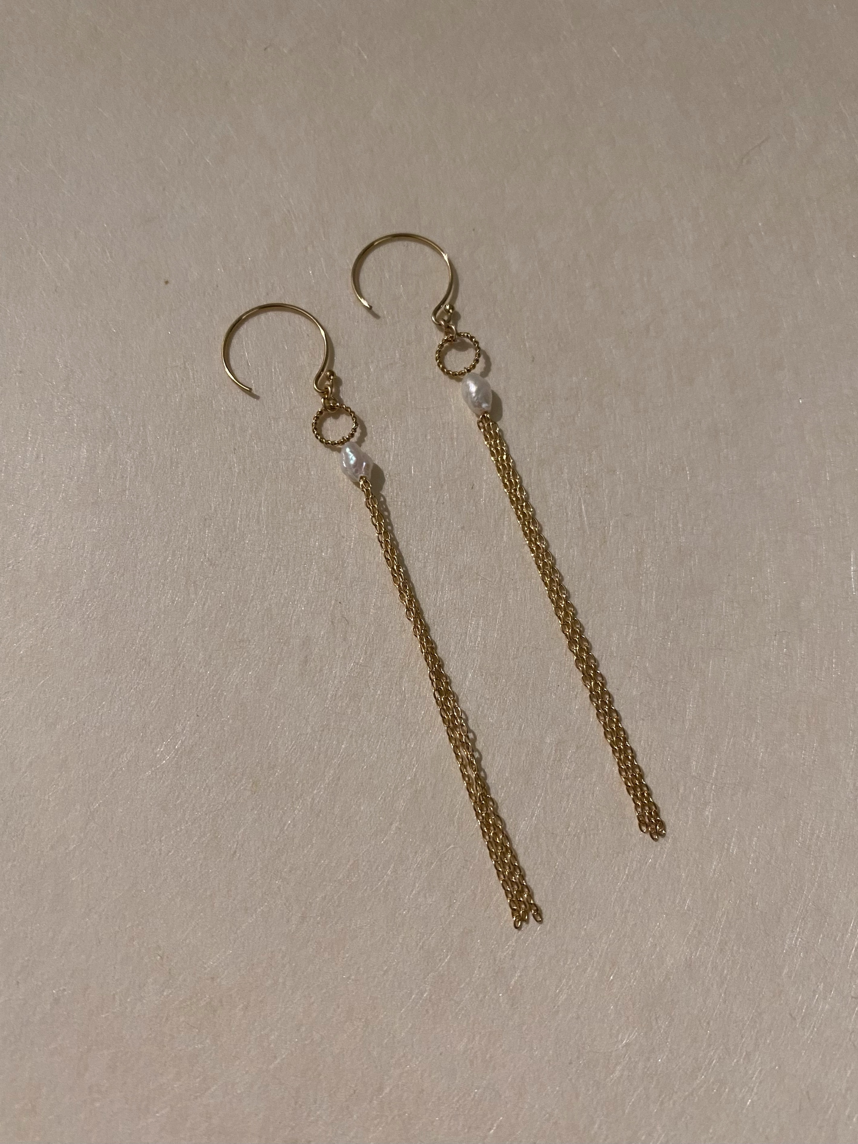 麻花圈圈珍珠流蘇耳環