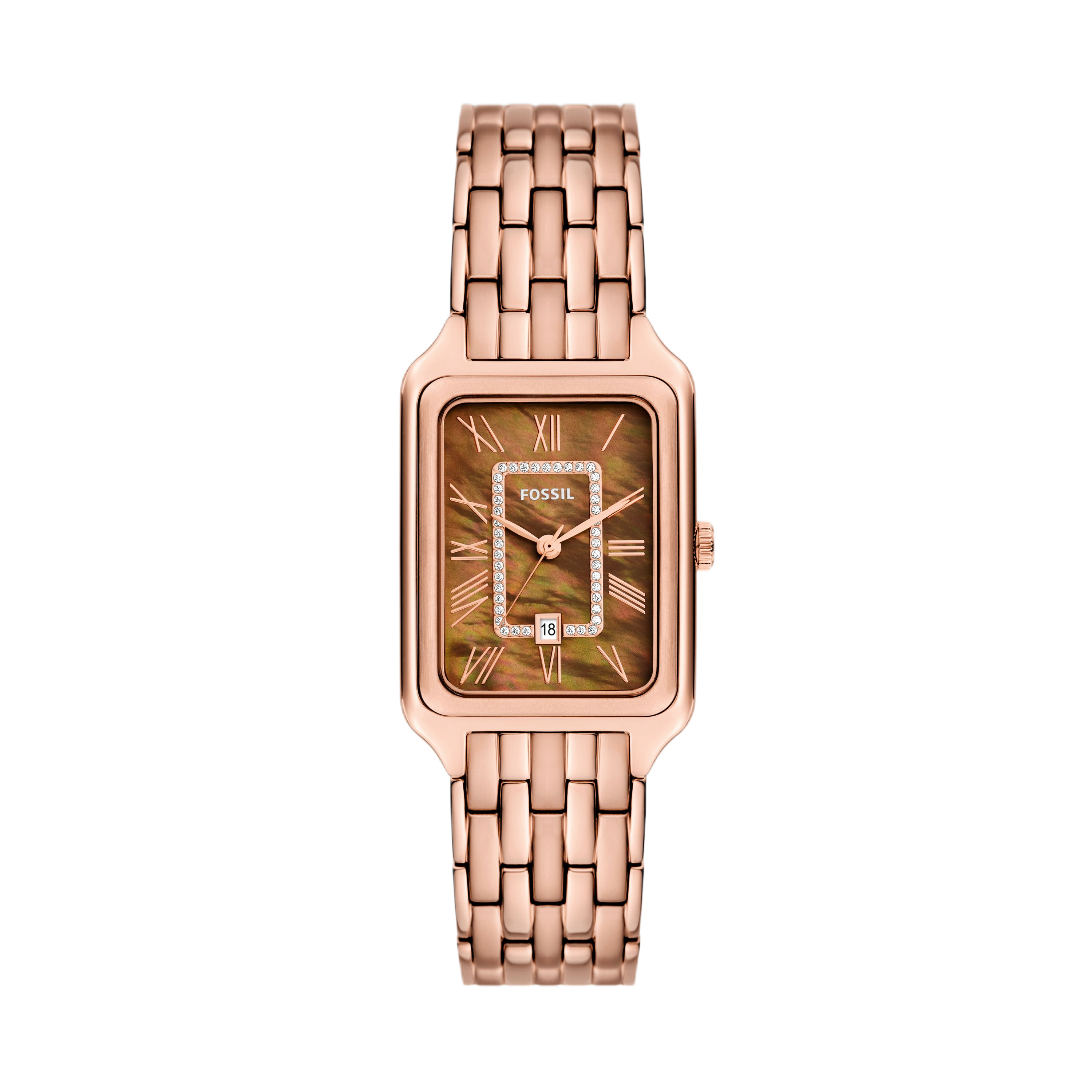 Raquel 復古女伶羅馬數字女錶 玫瑰金不鏽鋼錶帶 26MM ES5323