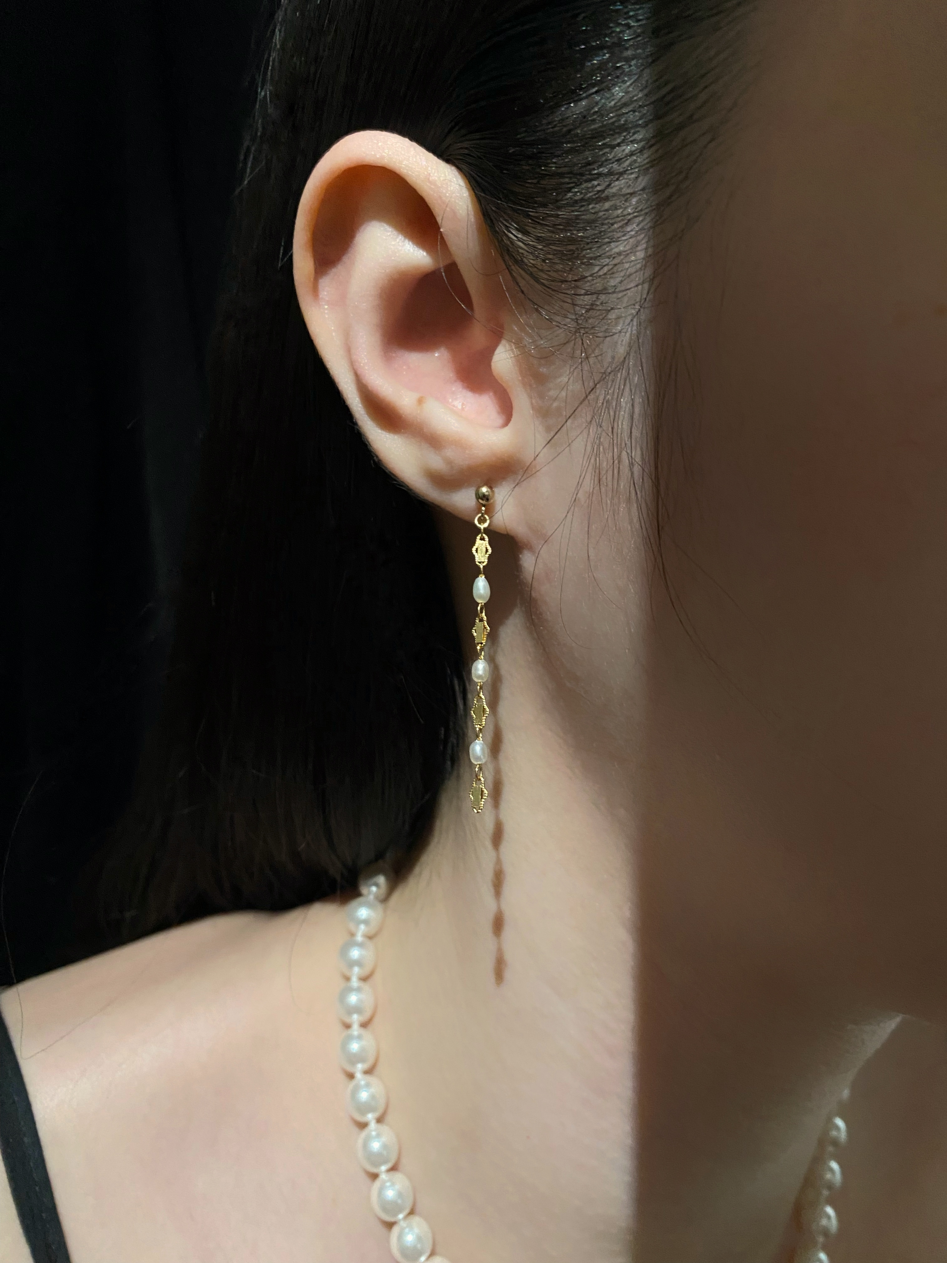 壓花雲朵珍珠耳環