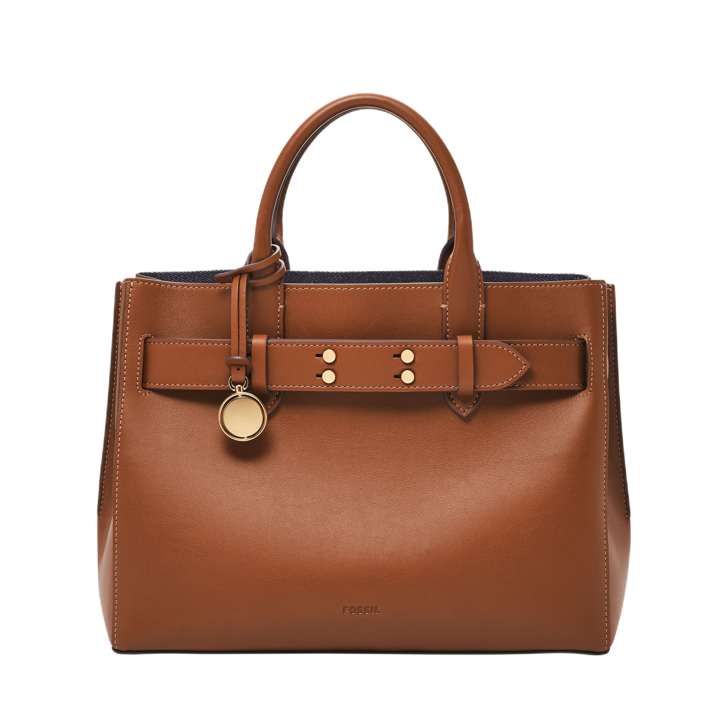 Gilmore 優雅金扣真皮手提包-咖啡色 ZB1931200