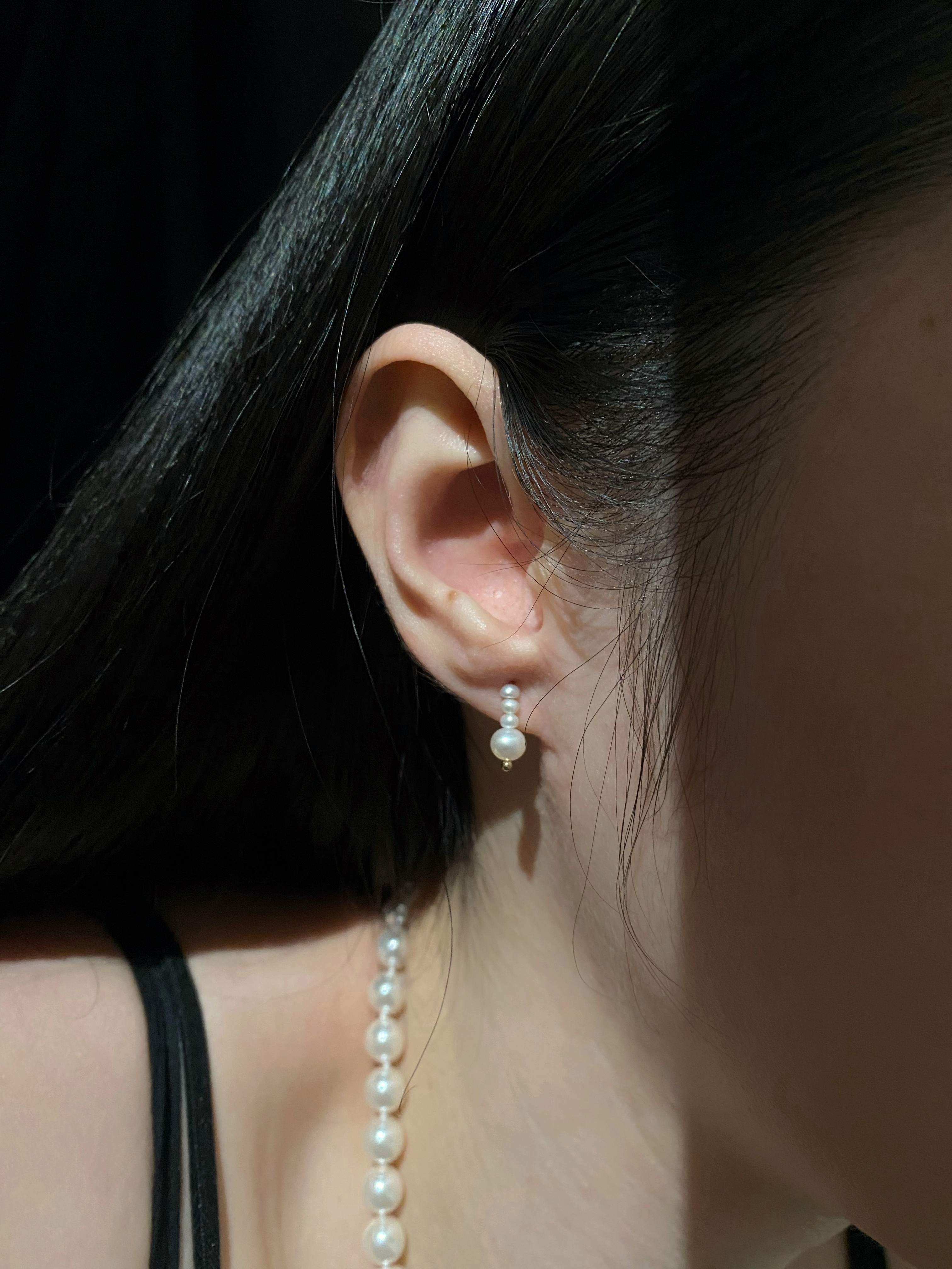 L型 燈泡珍珠耳環