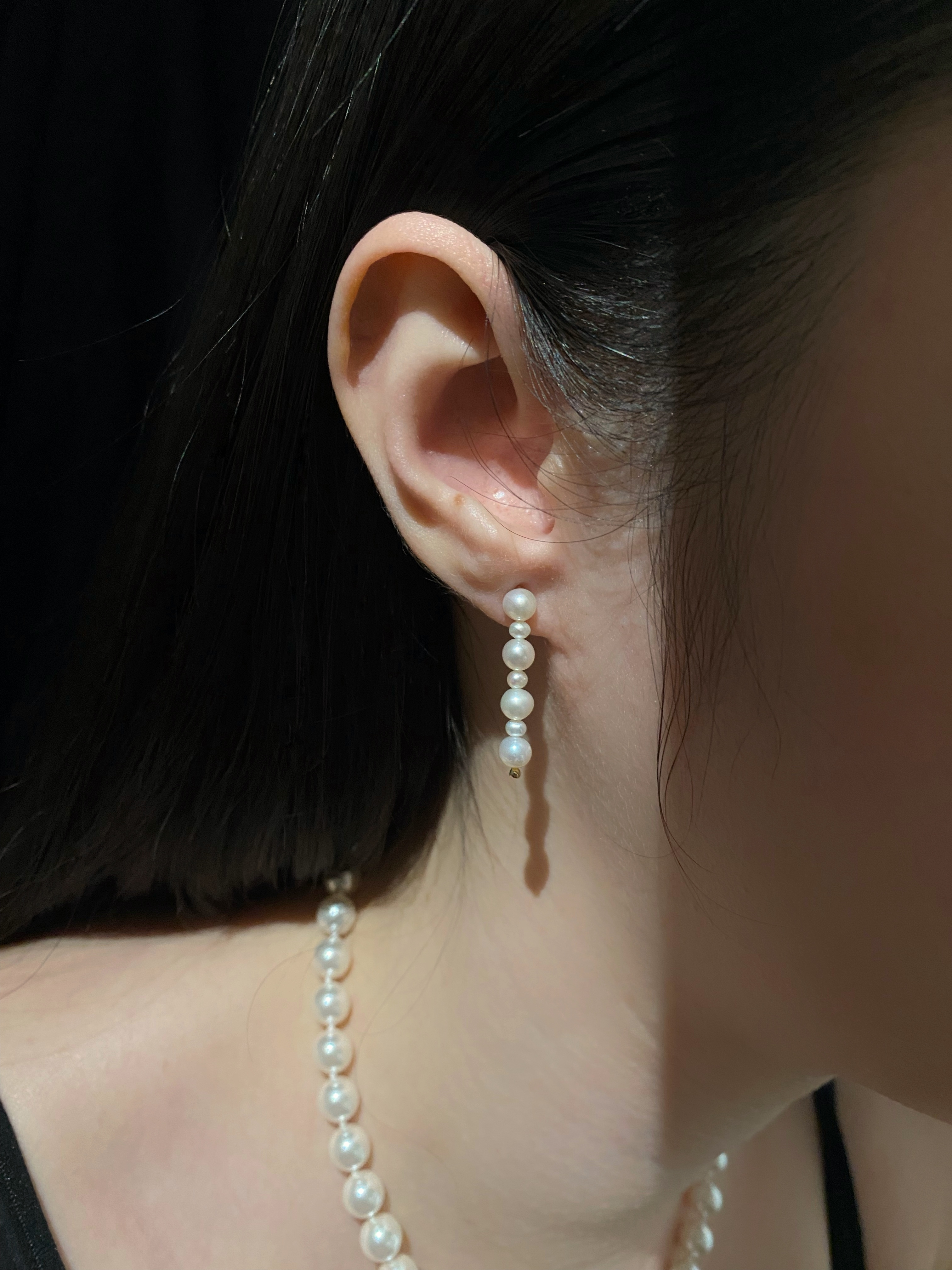 L型 大珍珠小珍珠耳環