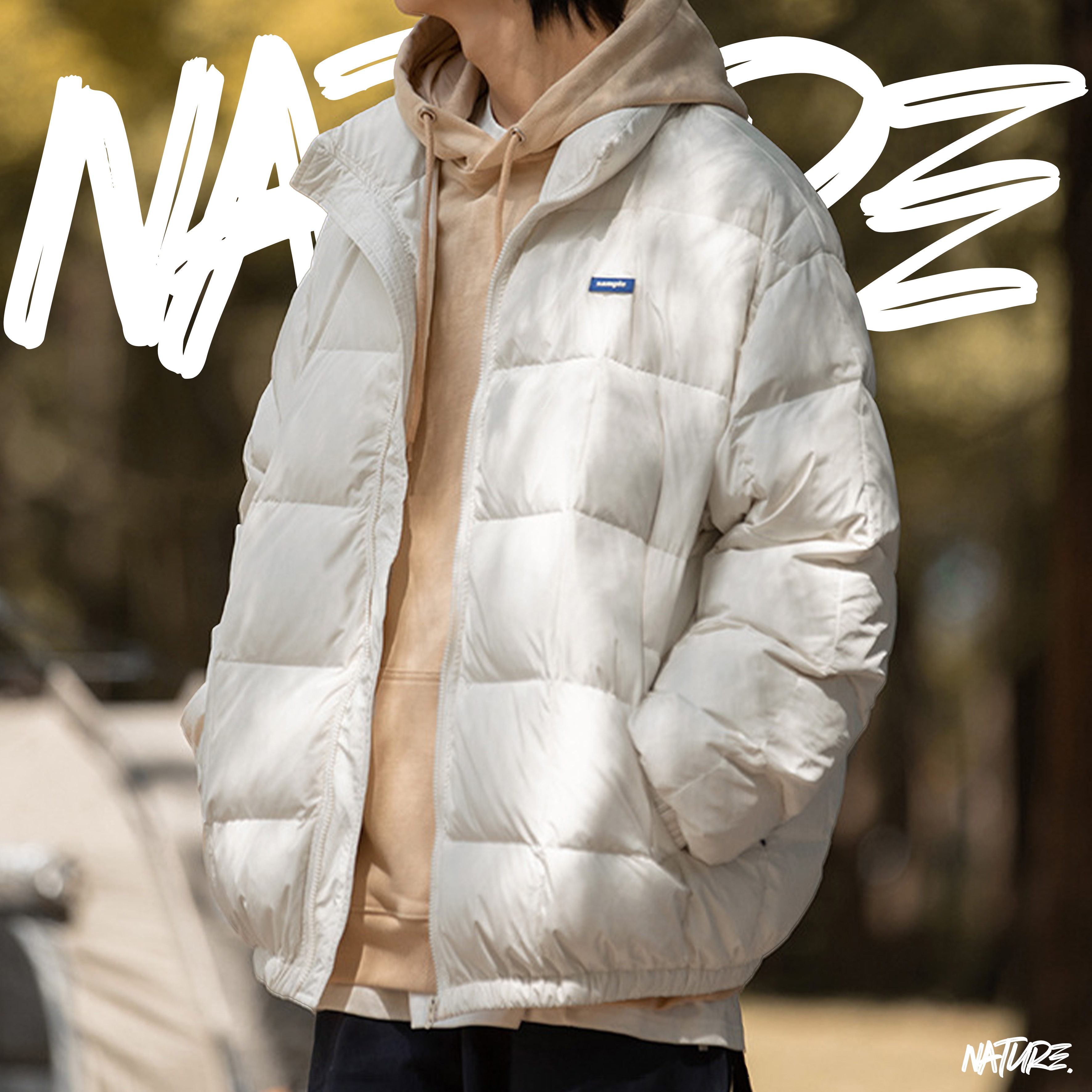 『現貨』NATURE 方格羽絨外套 情侶款 冬季新款