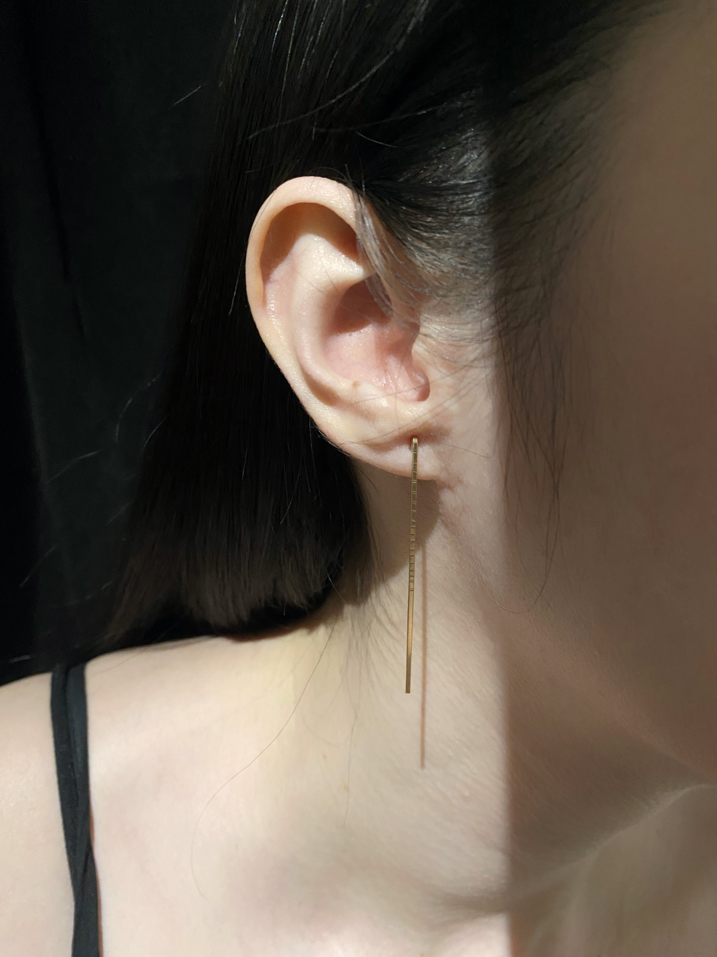 法式不對稱橫紋耳環