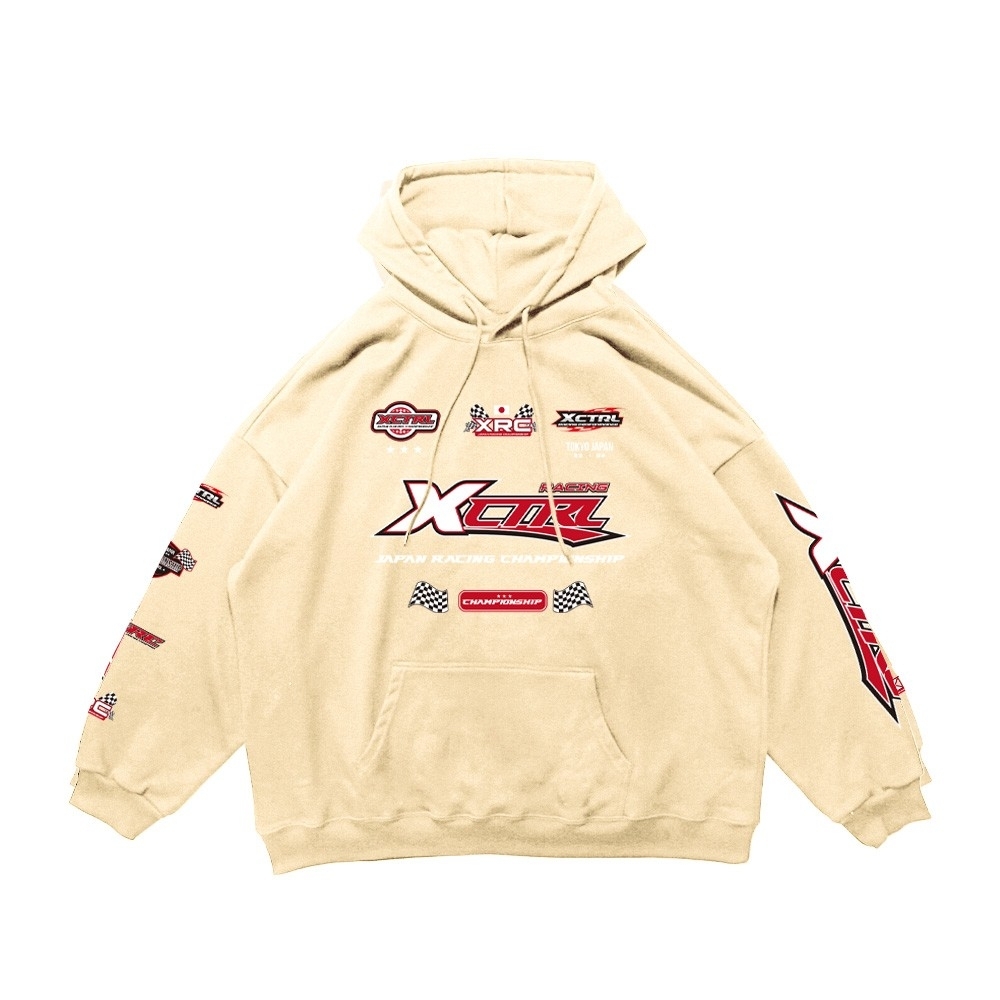 XCTRL 東京賽車冠軍寬版帽T-奶油黃