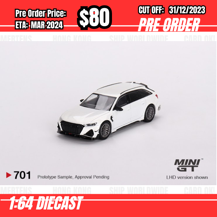 PO-$80 * Mini GT * 1:64 #701 Audi ABT RS6-R Glacier White Metallic RHD [OD18/12]