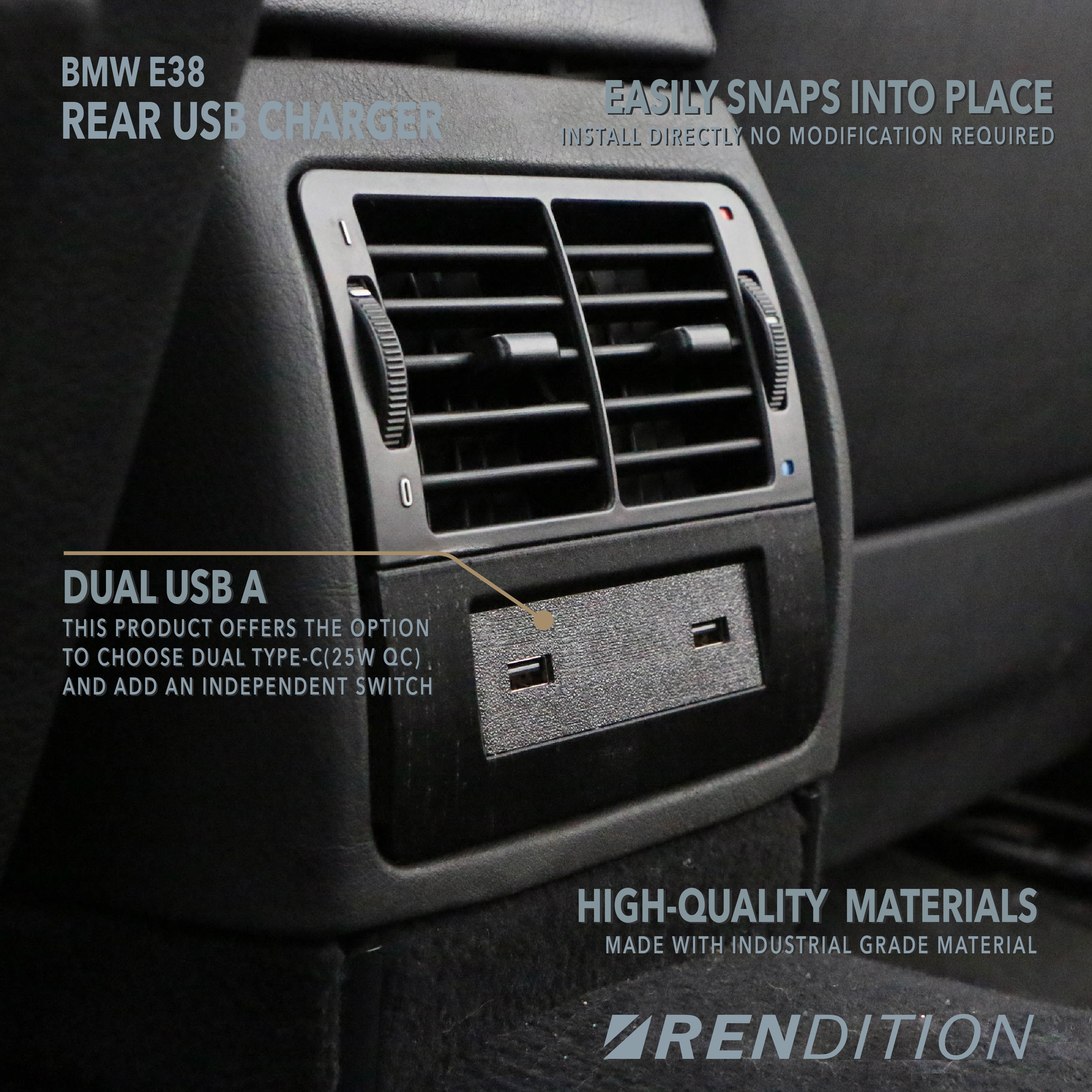 BMW E38 REAR USB CHARGER