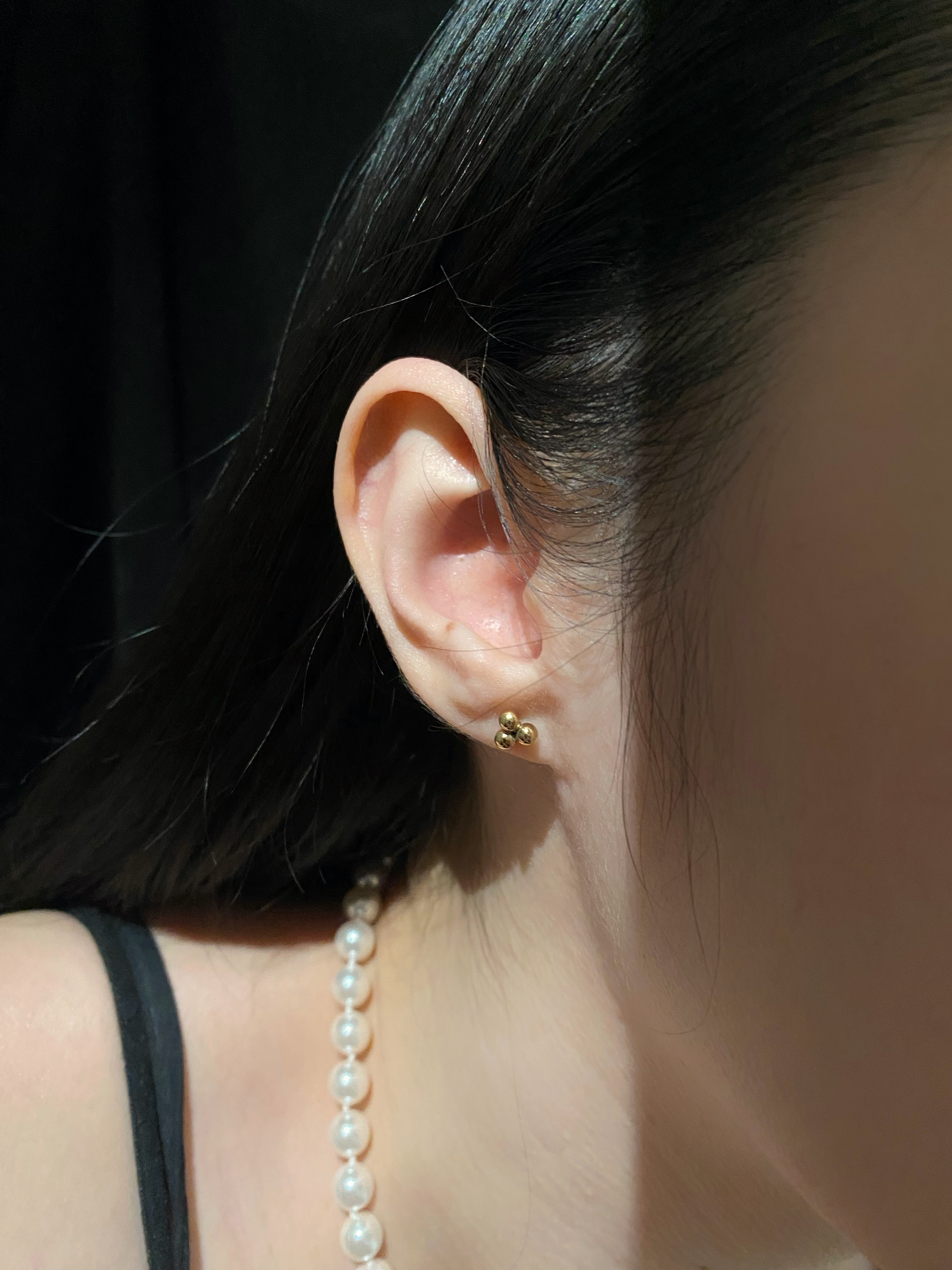 三圓珠耳釘 (一對)