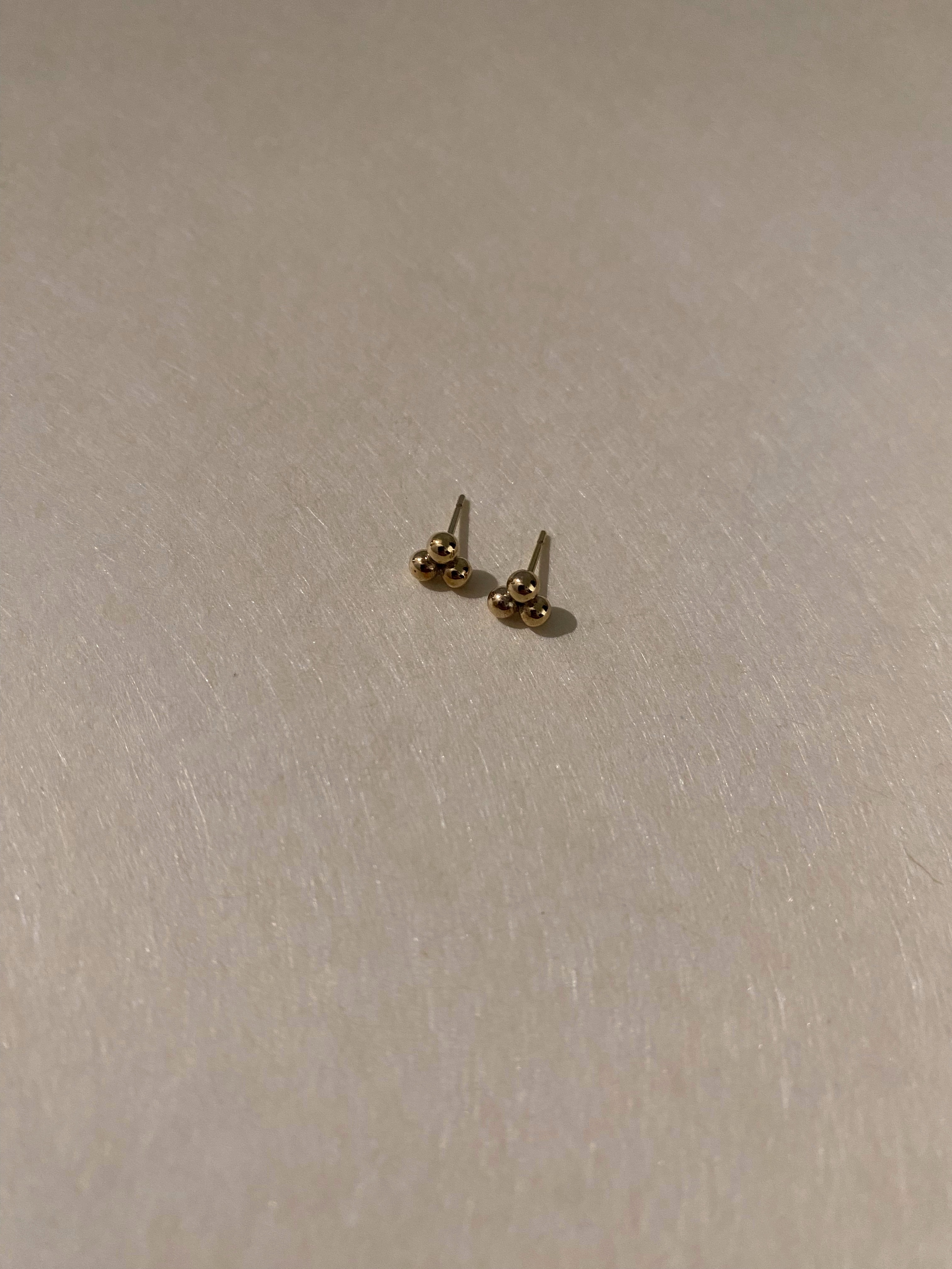 三圓珠耳釘 (一對)