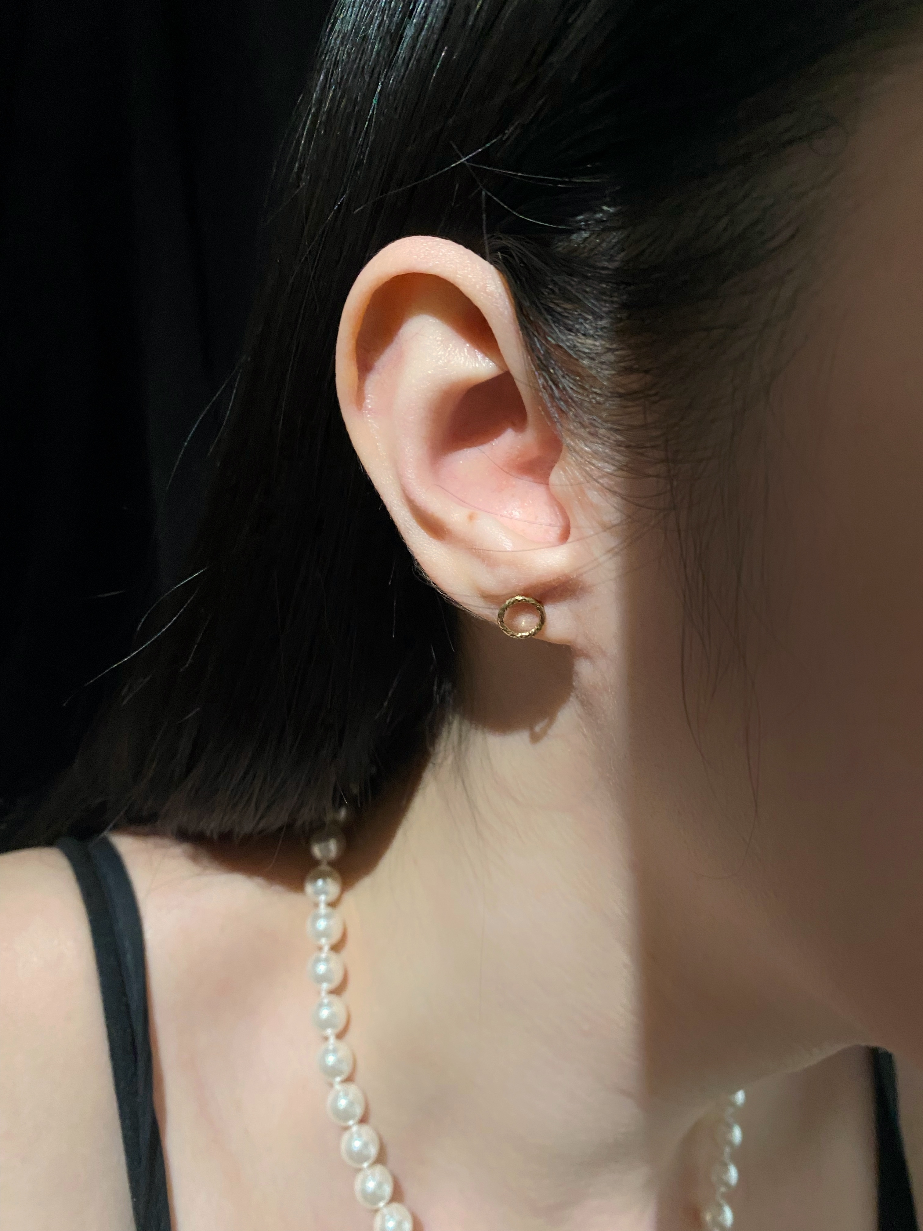 敲拓圓圈耳釘 (一對)