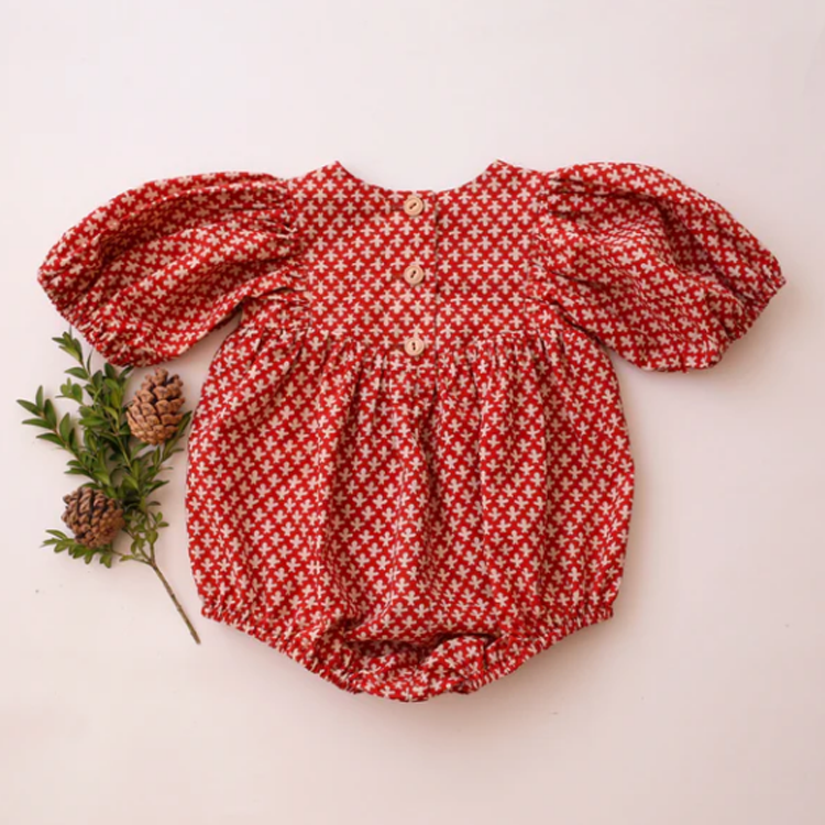 Dannie and Lilou-V-Bodice Bubble Playsuit復古宮廷袖包屁衣(Petite Florals)