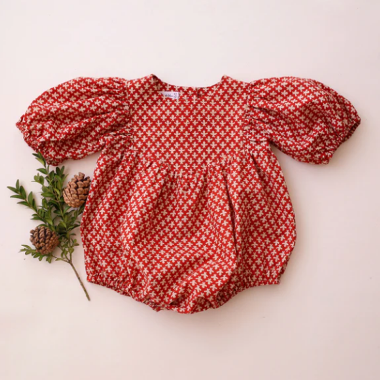 Dannie and Lilou-V-Bodice Bubble Playsuit復古宮廷袖包屁衣(Petite Florals)