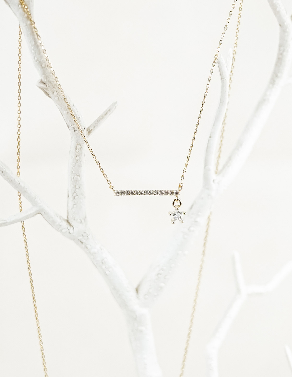 橫排水鑽小星星項鍊