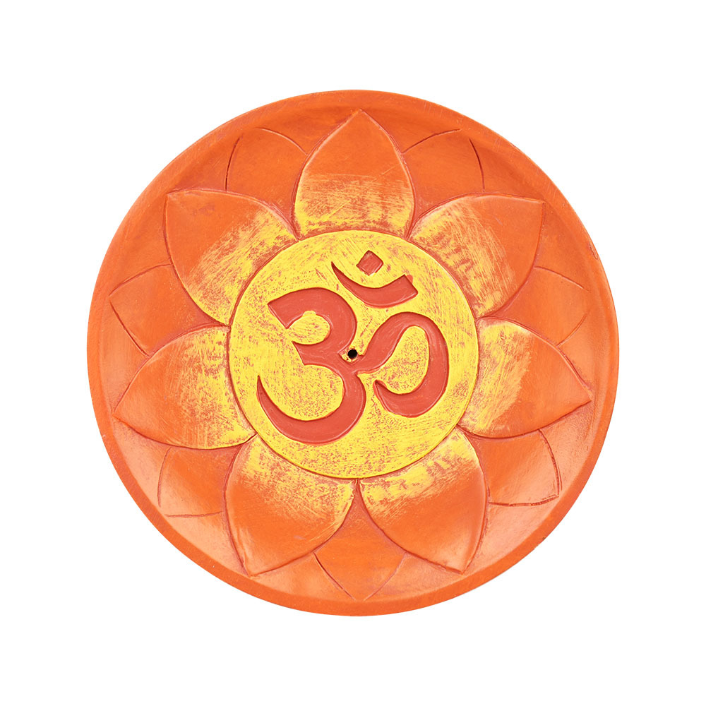ROUND OM FLOWER INCENSE BURNER 5"