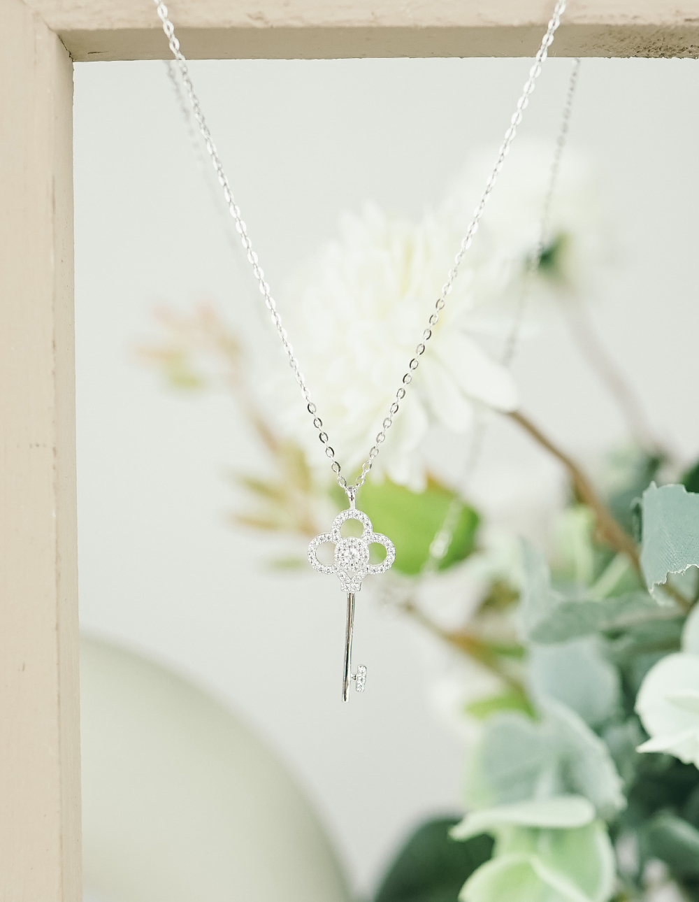 925 純銀鑰匙水鑽項鍊