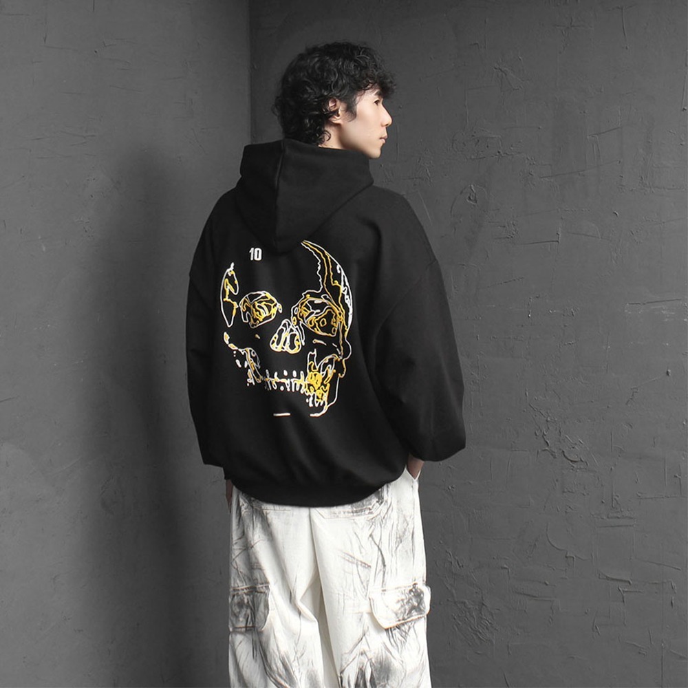 黃色骷髏重量連帽T恤