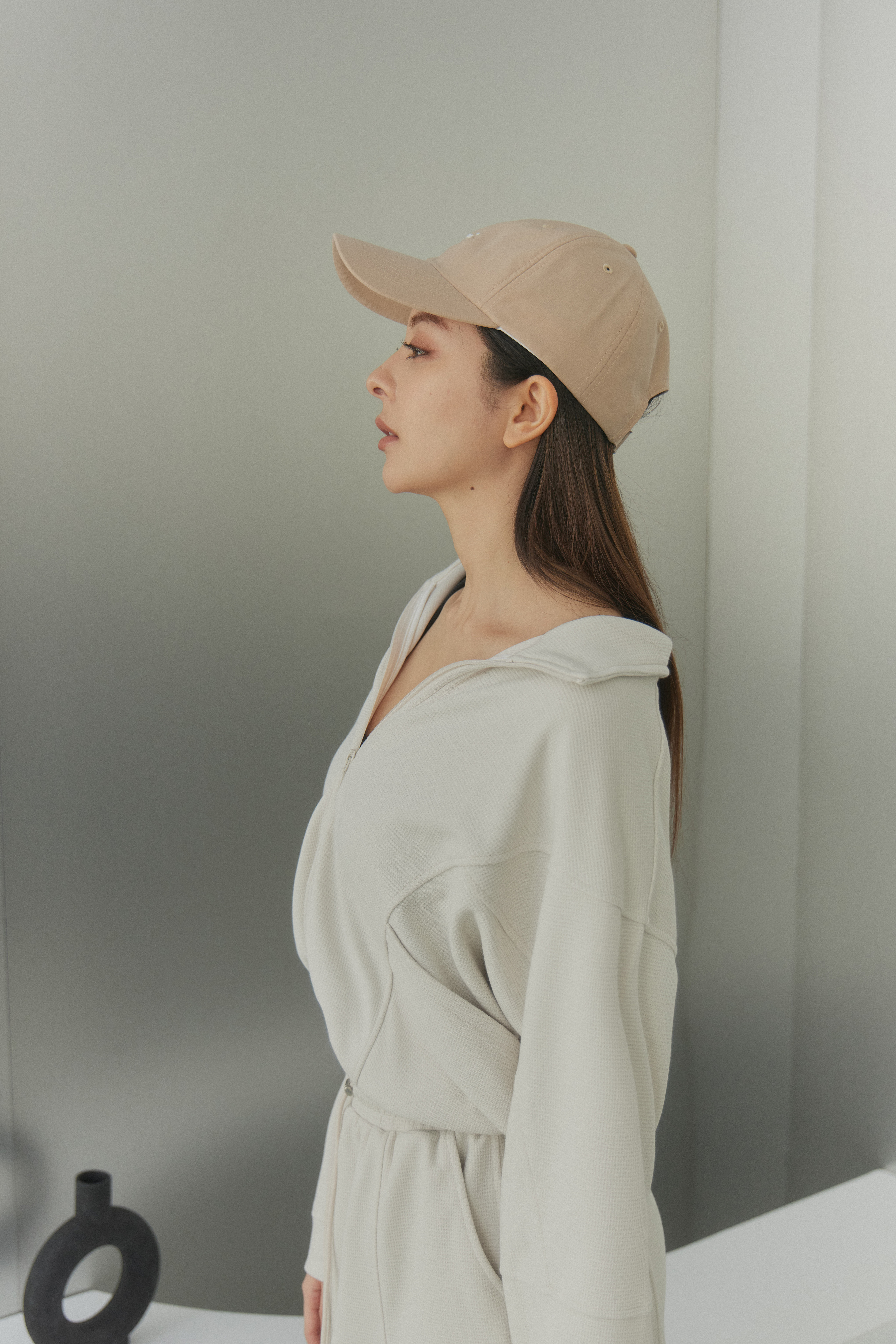 華夫格寬袖縮腰外套- 奶白