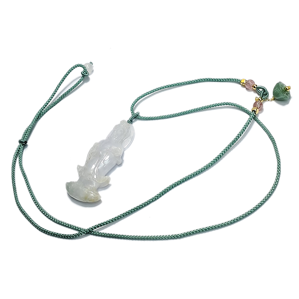 白衣觀音{緬甸玉}中國結項鍊【十方】153135