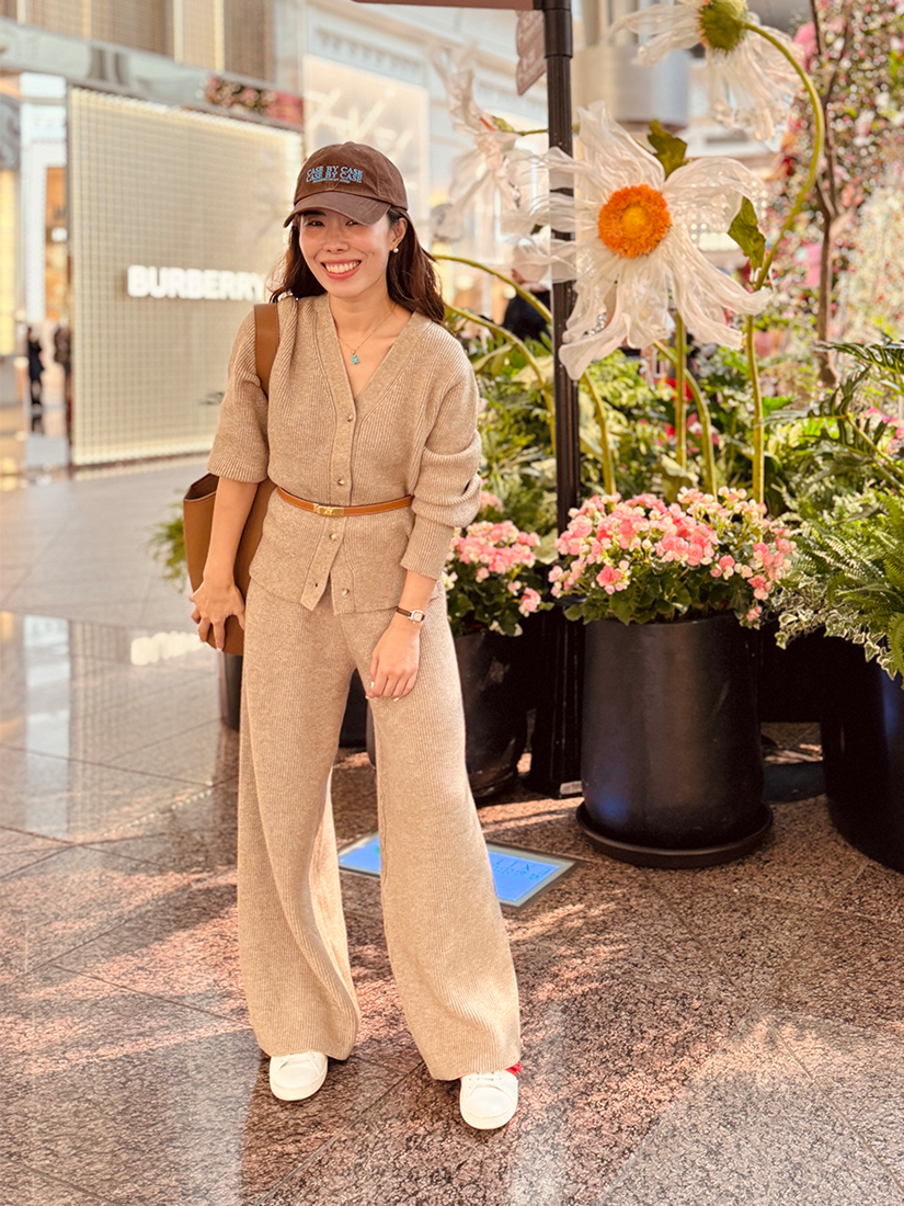 [現貨](厚款)優雅羊毛針織褲套裝 [ 米色 / Free ]