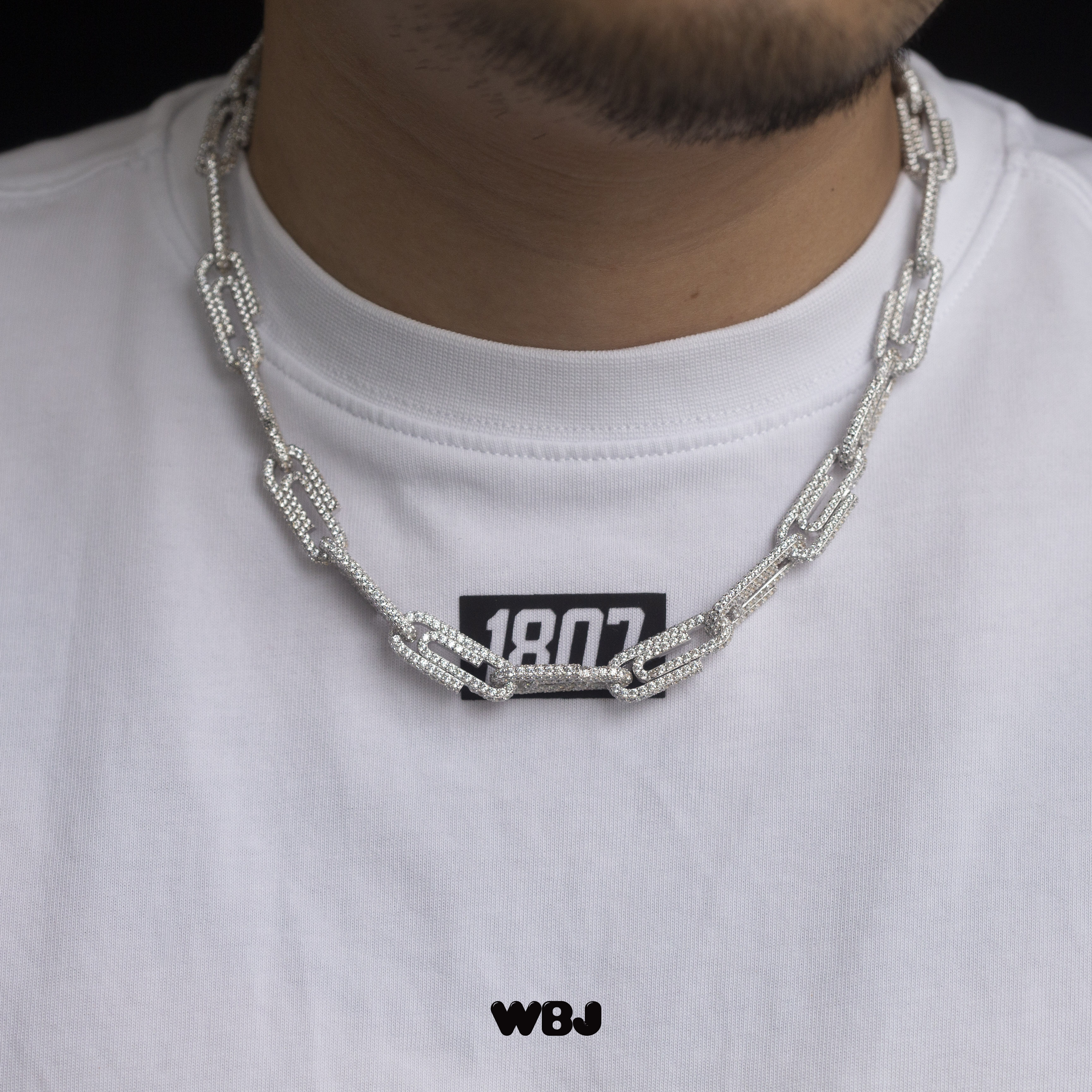 8mm 滿鑲迴紋針項鍊