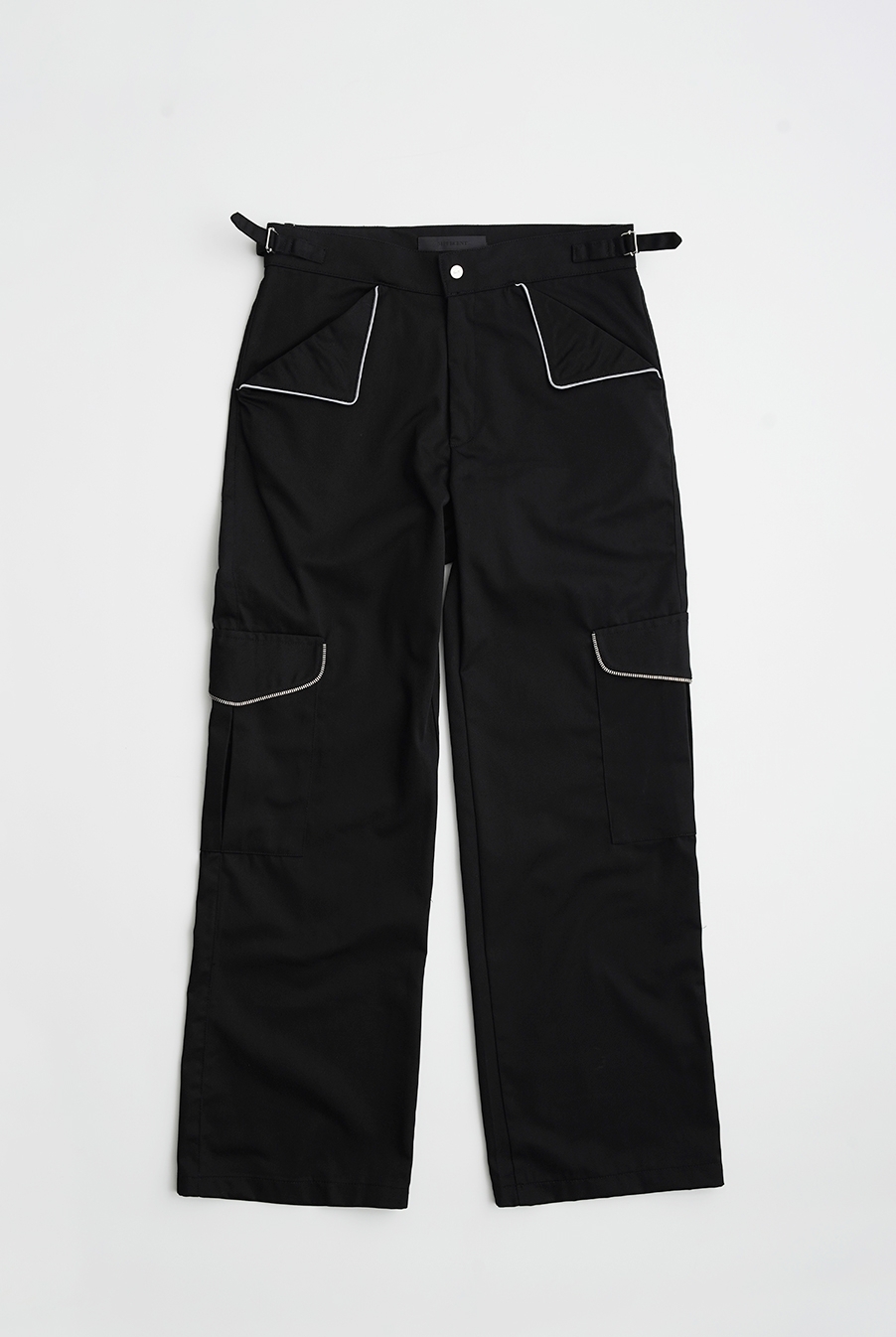Snap zipper pocket pants -Black