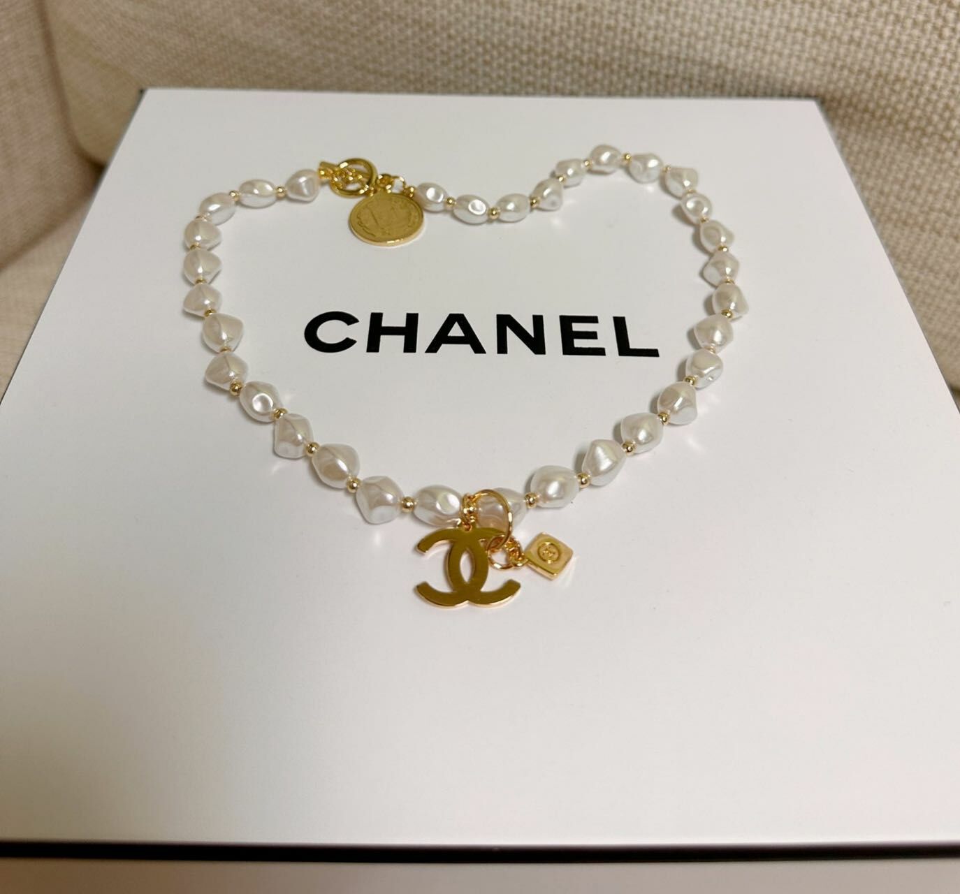 Chanel cc鎖匙扣 DIY珍珠頸鏈 ( 自家製) -M
