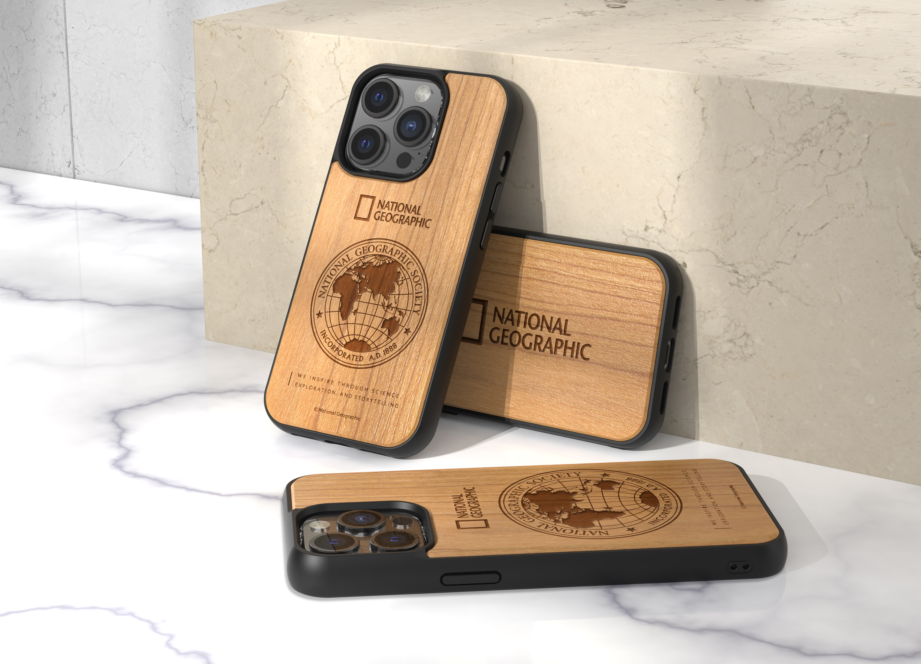 National Geographic-Nature Wood手機殼-iPhone15系列-Big Logo