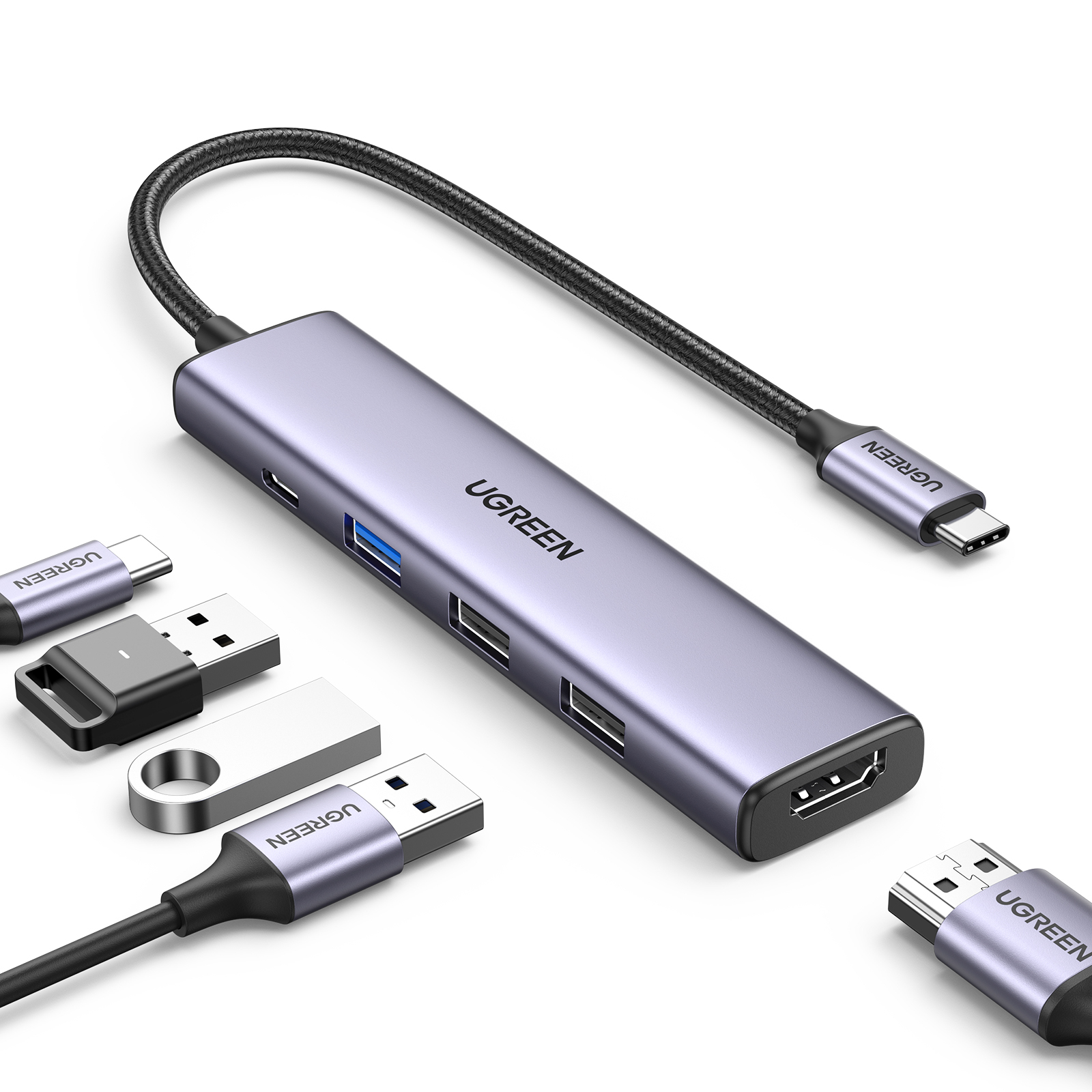 Ugreen 5合1 USB-C 集線器 (100W PD, 4K 30Hz HDMI)_CM478-15495