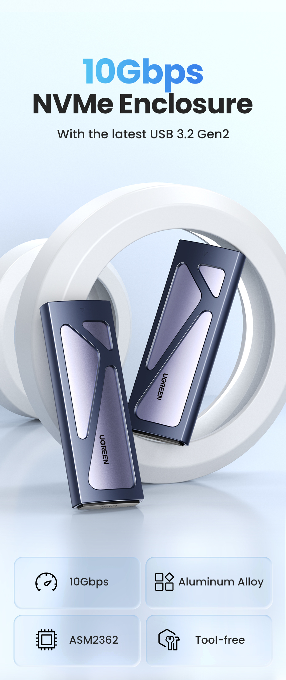 Ugreen M.2NVME Hard Drive Enclosure(10Gbps)_CM578-15512