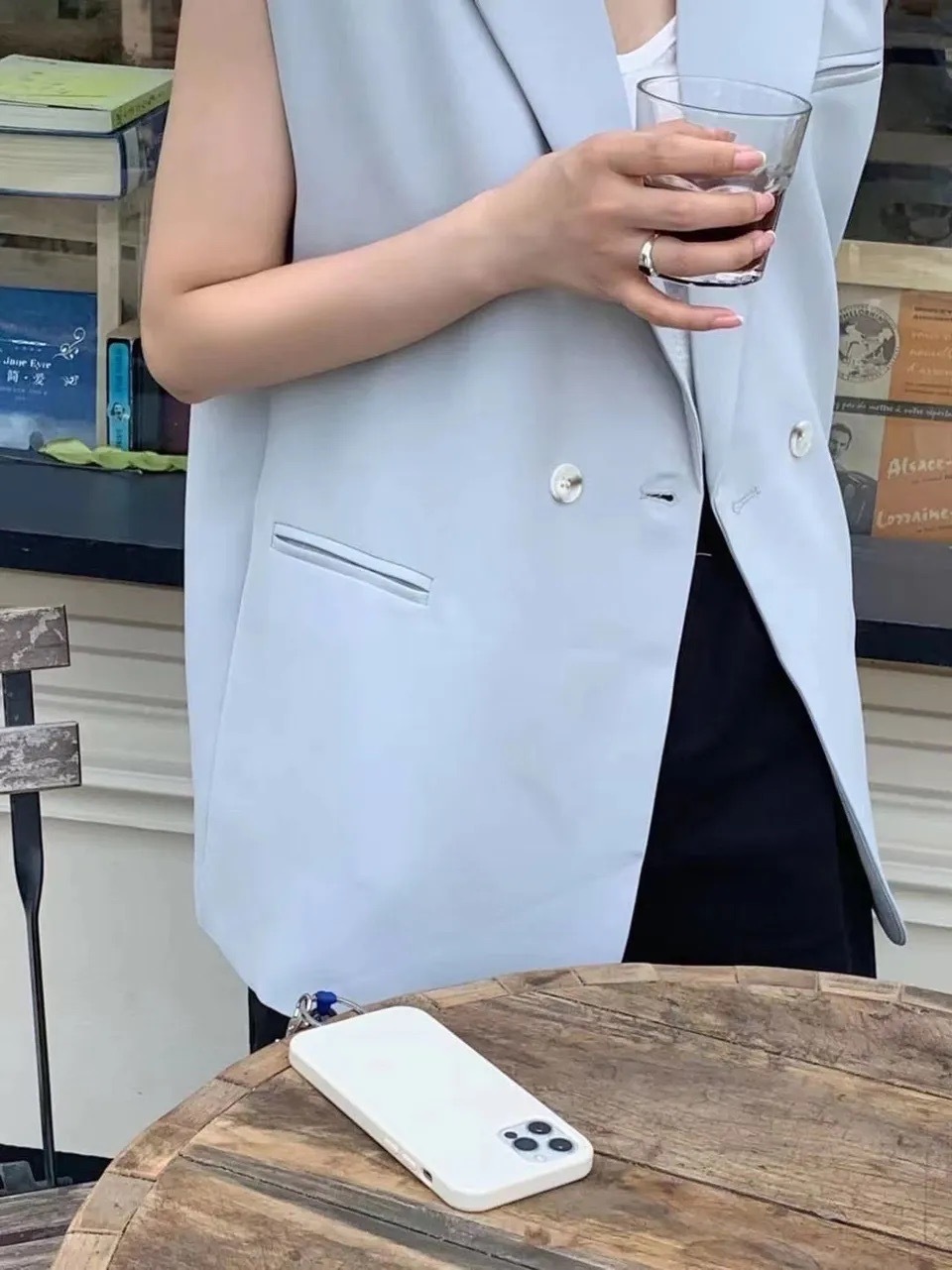 自訂款長版無袖西裝背心