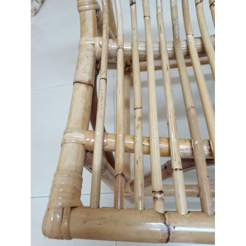 Handmade Manau Rattan Armless Chair for Garden Living Room Bedroom Rotan