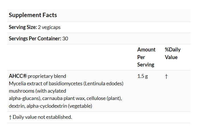 [現貨] AHCC 米蕈多醣體 750毫克 60粒 Quality of Life Labs AHCC