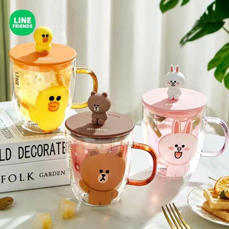 LINE FRIENDS 帶蓋玻璃杯🥤