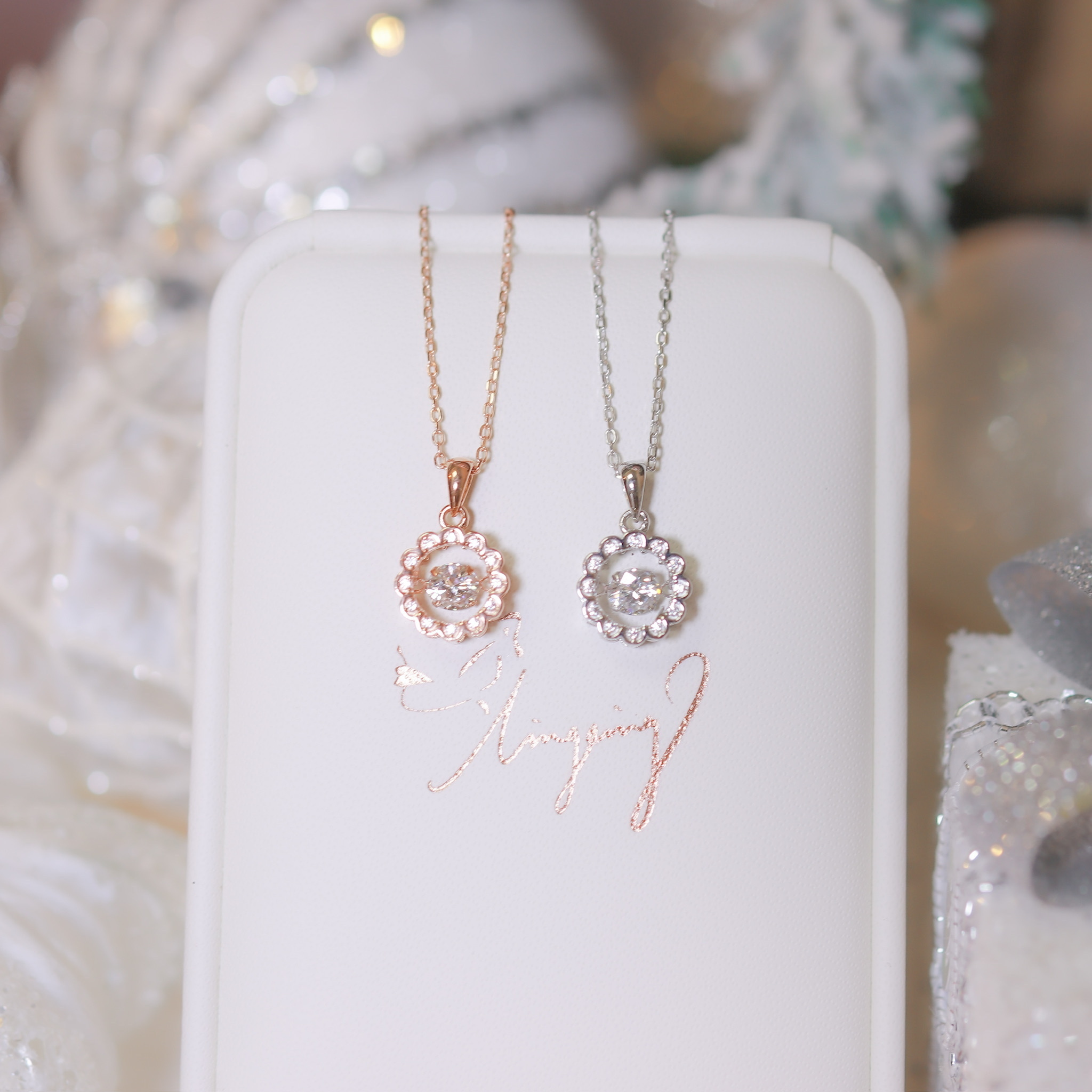 | 925純銀・白金・ 玫瑰金 | 懸浮小溫暖項鍊 (銀/玫瑰金) | NE0986 |