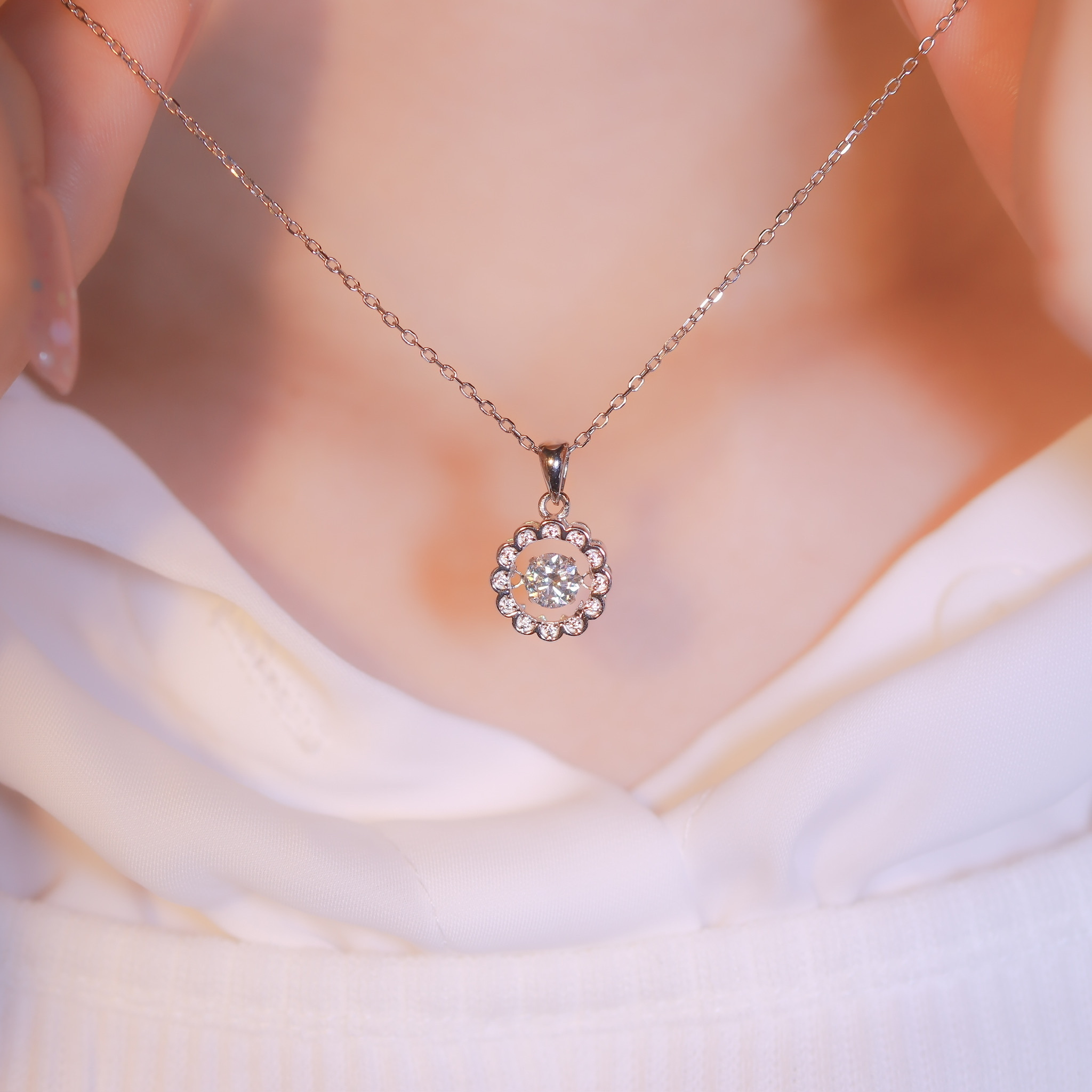 | 925純銀・白金・ 玫瑰金 | 懸浮小溫暖項鍊 (銀/玫瑰金) | NE0986 |