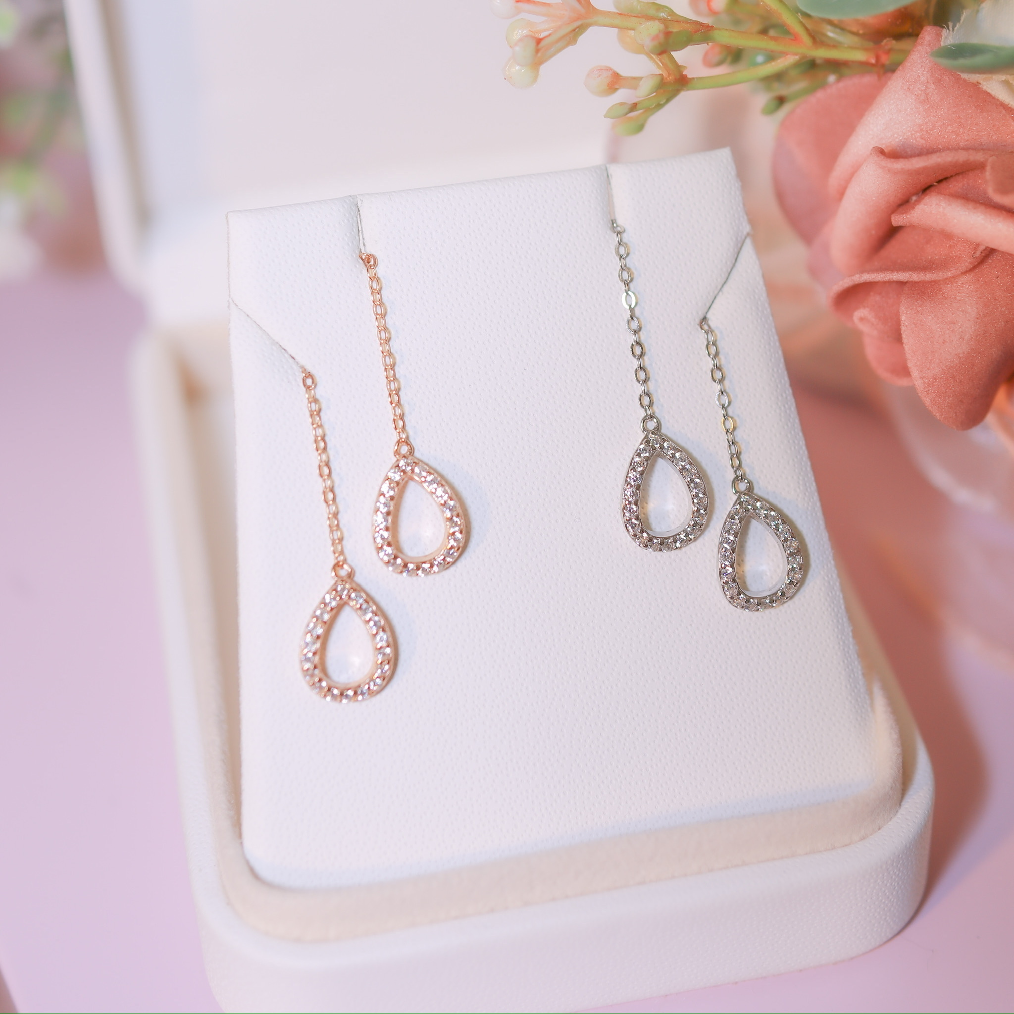 | 925純銀・白金・ 玫瑰金 | 記住點滴幸福耳環 (銀/玫瑰金) | EA0704 |