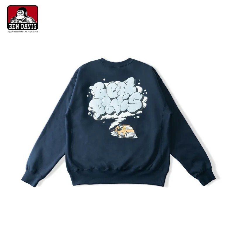 【 BEN DAVIS | SMOKE LOGO CREW 煙霧發泡字麵包車大學T 2色】