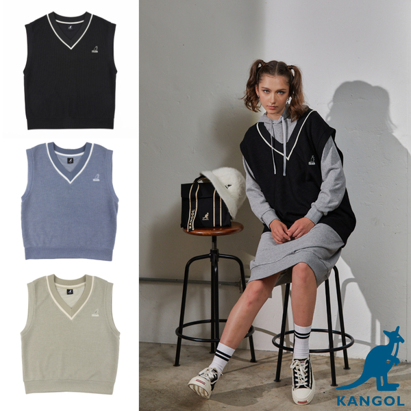 KANGOL 背心 學院風 小LOGO V領 針織背心 中性 6355148120 6355148171 6355148181