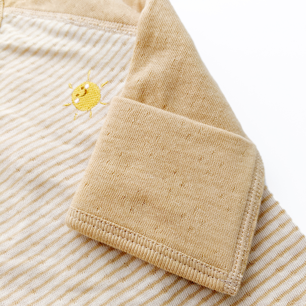 有機棉嬰兒雙層彩蝶裝肚衣-褐條 | 藍天畫布有機棉