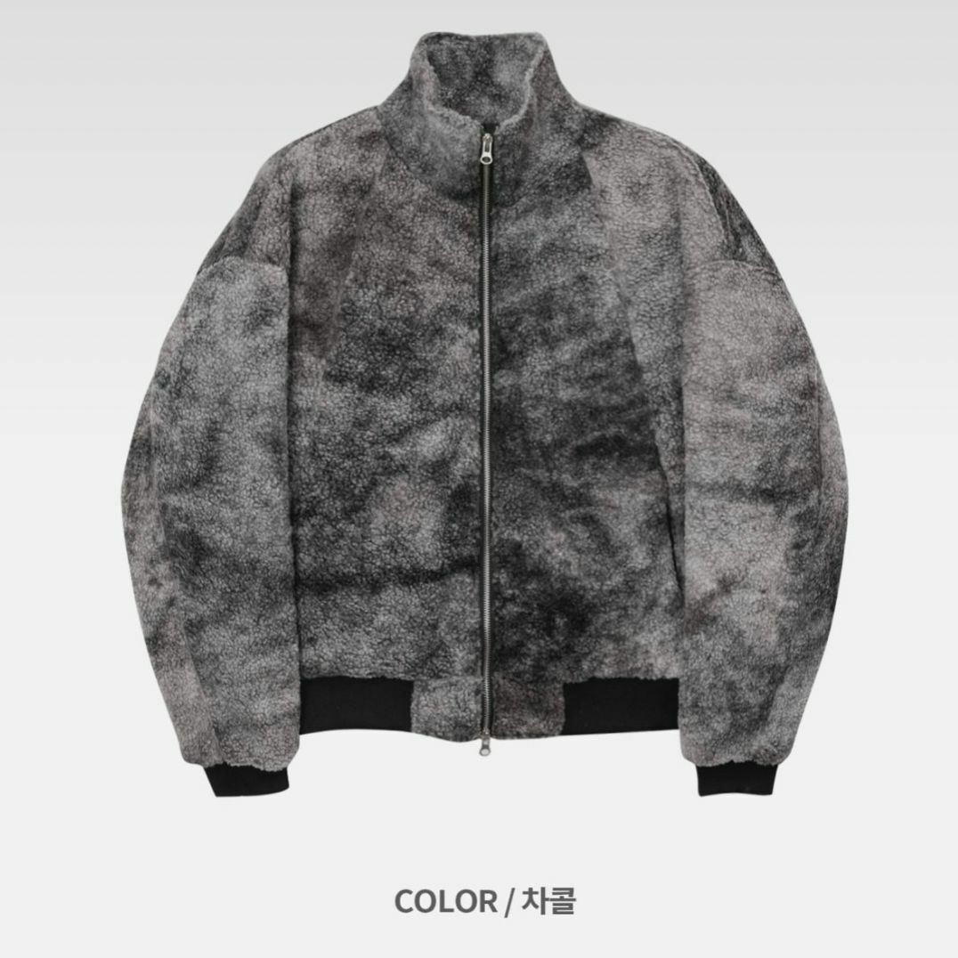 企領紮染拉鍊毛絨外套(薄夾棉) JK2465