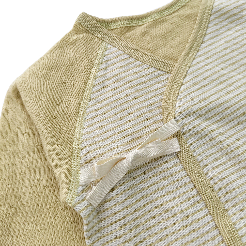 有機棉嬰兒雙層彩蝶裝肚衣-綠條| 藍天畫布有機棉