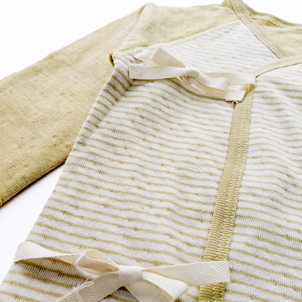 有機棉嬰兒雙層彩蝶裝肚衣-綠條| 藍天畫布有機棉